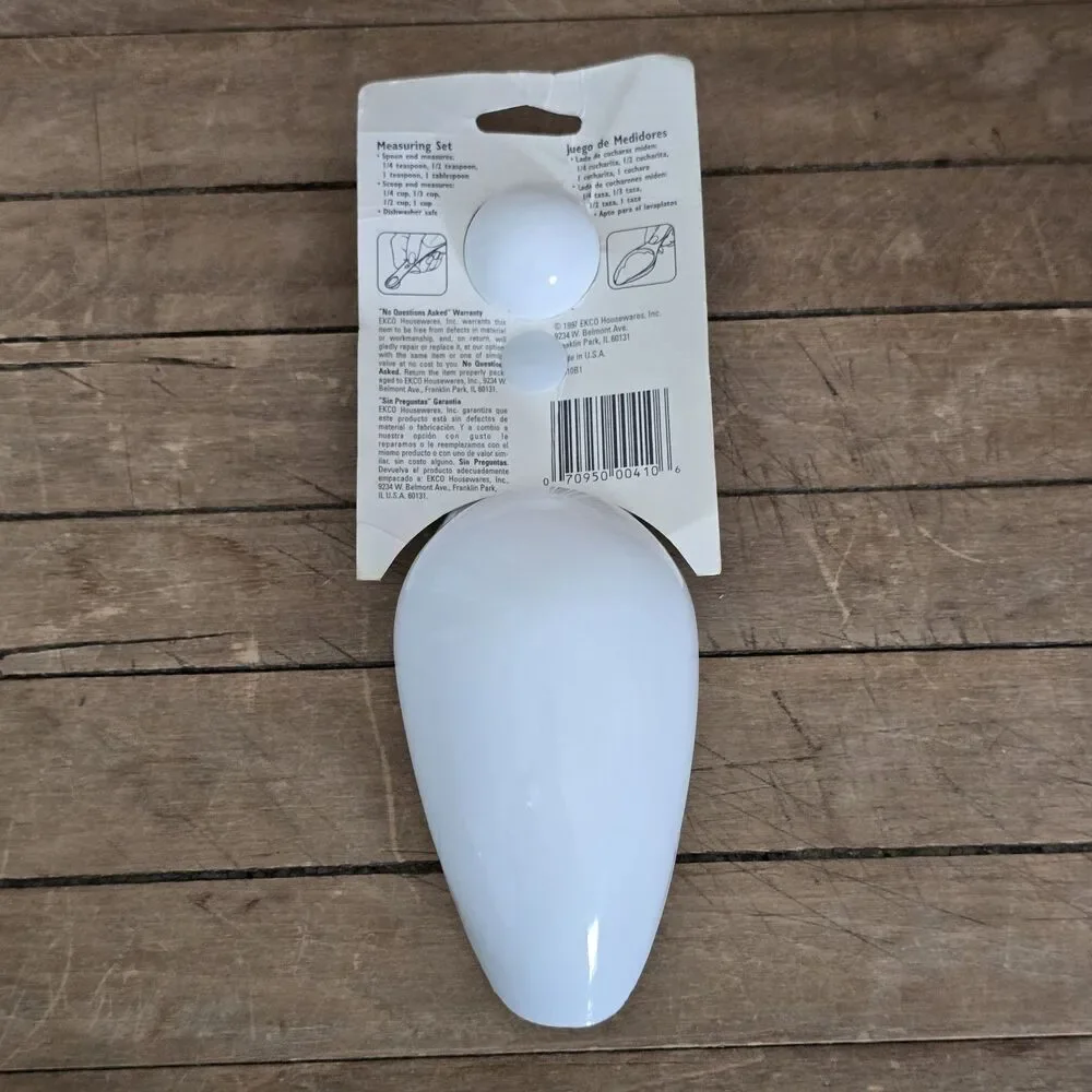 Vintage EKCO Measuring Cups Scoops with Spoons Combo White Plastic 1997 USA